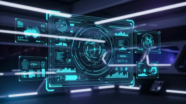 Futuristic Digital Interface Background Sci-Fi HUD Screen 4K Animation