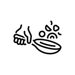 Black line icon for food handling