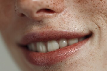 Fototapeta premium macro mouth corner skin adult, smile lines detail