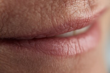 Fototapeta premium macro mouth corner skin adult, smile lines detail