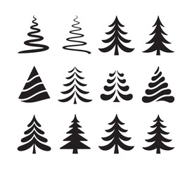 Obraz premium Collection of Stylized Christmas Tree Silhouettes