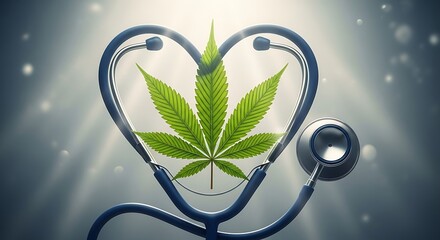 Medical Marijuana - Stethoscope Heart with Cannabis Leaf for Healthcare.