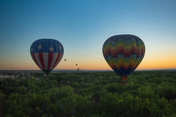 Hot air balloons in flight