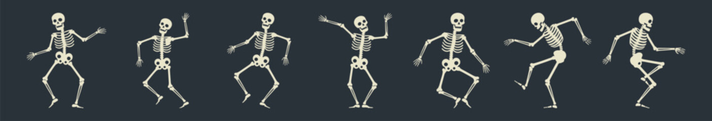 Animated Skeletons Halloween Dance Party Illustration Collection