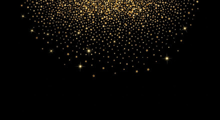 Gold stars falling on black background festive celebration party design