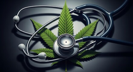 Cannabis Leaf and Stethoscope - Medical Marijuana Concept.