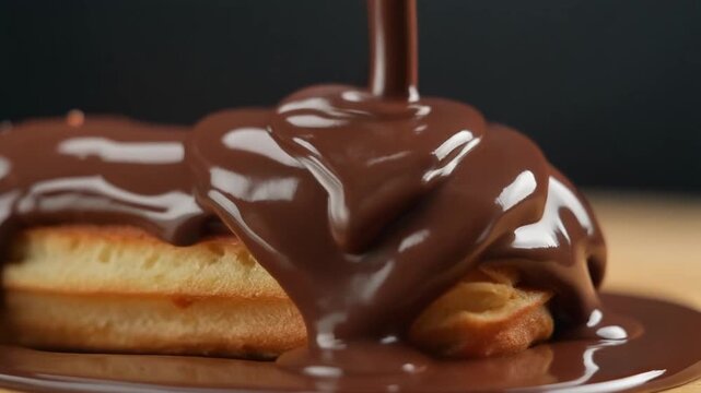Delicious Eclair Drizzled with Rich Chocolate Sauce.