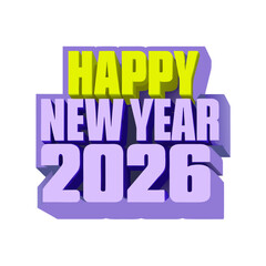 Happy New Year 2026 3 D embossed text celebration holiday