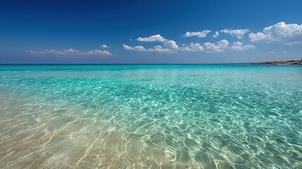Fototapeta premium Clear Beach Blue Sky and Sea, Nature Landscape Travel Design Material