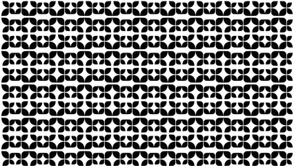Black and White Seamless Geometric Quatrefoil Pattern