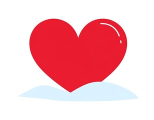 Large red cartoon heart atop a light blue cloud-like shape