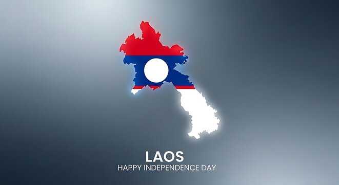 Laos Independence Day: Flag Map Illustration on Gradient Background