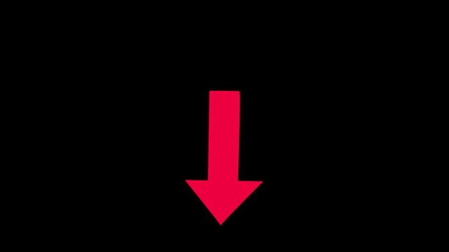 Animated arrow bouncing slide to down, Animated arrow icon pointing down.4k animation with alpha channel