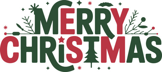 Merry Christmas typography vector art and illustration.
