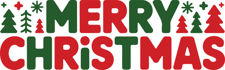 Merry Christmas typography vector art and illustration.