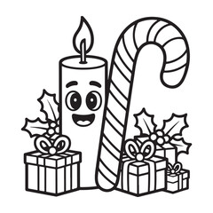 cute candle with holly bold & easy cute christmas coloring page, Whimsical Gingerbread House Coloring Pages for Kids & Adults, Christmas Coloring Pages, bold & easy cozy winter coloring book pages, 