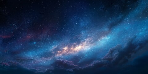 Fototapeta premium A colorful galaxy with stars and nebulae illuminates the night sky.