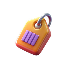 3D Rendered Price Tag Icon with Barcode Pattern Illustrates Discount Offer, Product Label, or Shopping Sale Promotion for E-commerce Business