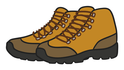 ミッドカットの登山靴のイラスト