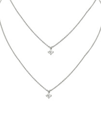Chain-silver chain-fancy chain-silver platted-white crystals-stones-set of 2-designed crystals-white background