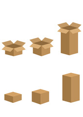 Set of Cardboard Boxes – Open and Closed Packaging Illustration