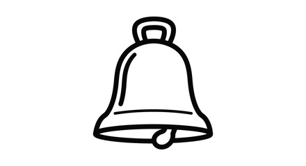 Simple hand drawn outline of a classic bell with a clapper inside silhouette