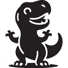 cute kids t rex black shape icon silhouette vector flat illustration design on white background
