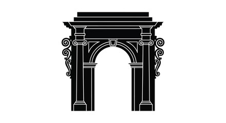 Fototapeta premium Classic architectural archway with ornate details in a striking black silhouette