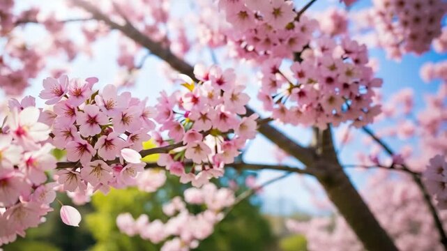 Blooming flowers sakura tree 4k