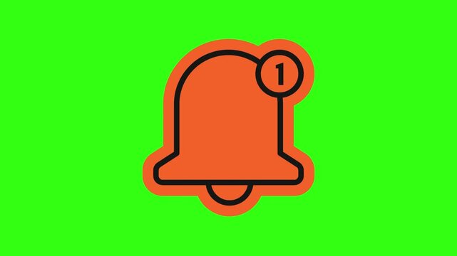 Animated orange notification bell on green screen