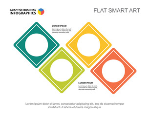 Four squares work process chart template for presentation