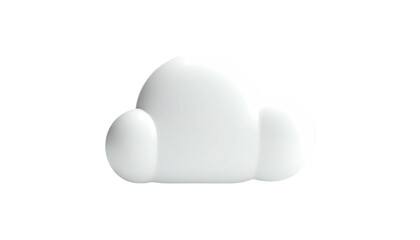A bright white 3D cloud icon floating against a stark black background