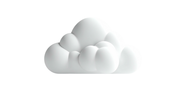 White, puffy cloud, rendered on a black background, with a slight shadow