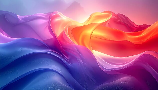 Abstract digital art of flowing, colorful, translucent shapes