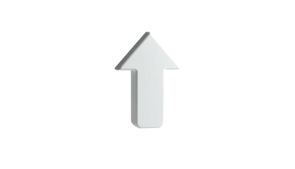 Simple, upward-pointing arrow graphic, rendered in 3D, against a black background