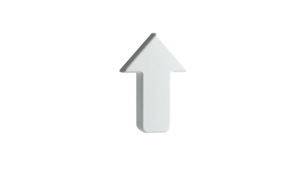 Simple, upward-pointing arrow graphic, rendered in 3D, against a black background