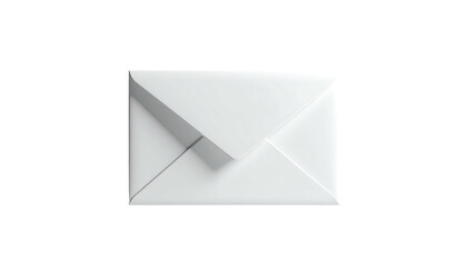 A pristine white envelope, centrally framed, set against a stark black background