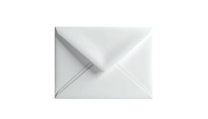 Overhead view of a pristine white, sealed, folded paper envelope against black