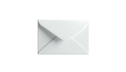 Close-up of a pristine, white, sealed envelope against a black background