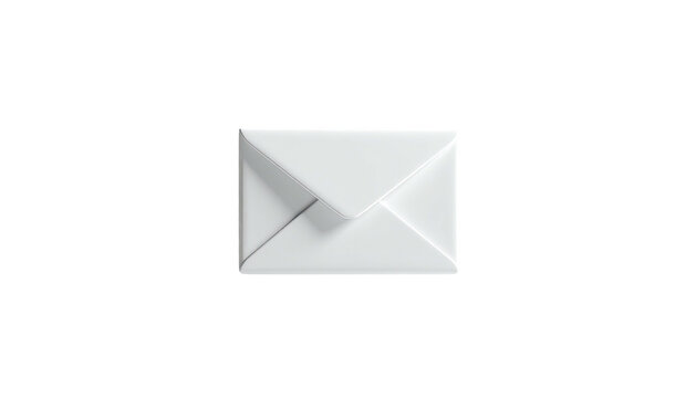 A minimalist 3D white closed envelope floats against a stark black background