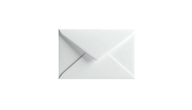 A bright white, folded paper envelope sits centered against a black background