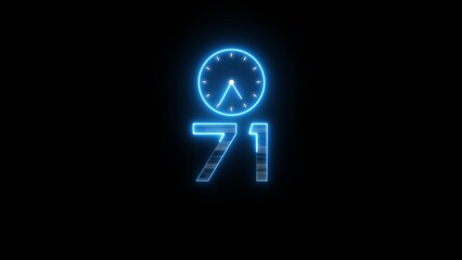 Obraz premium Neon countdown clock illustration. Time 71 days to go symbol.
