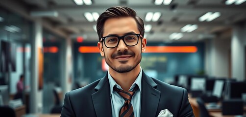 Sharp, confident professional in stylish office attire, finance, goal