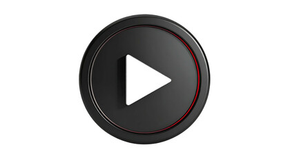 Dark, circular button with a hollow white triangle; a red accent is visible