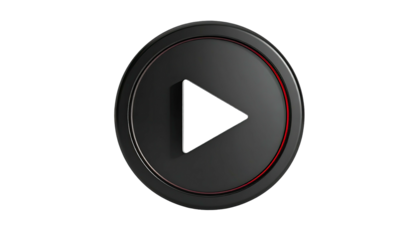 Dark, circular button with a hollow white triangle; a red accent is visible