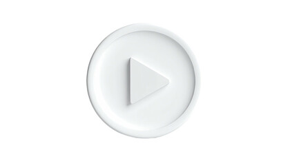 3D rendered white play button icon isolated on a black background