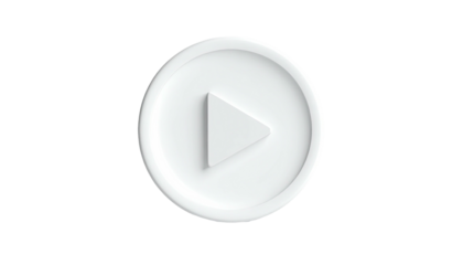 3D rendered white play button icon isolated on a black background