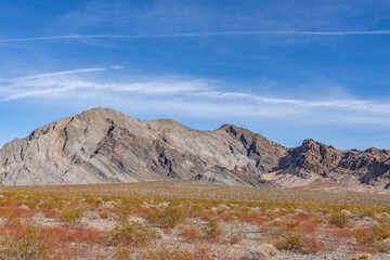 Funeral Mountains, a subrange of the Amargosa Range that form the eastern wall of Death Valley. California State Route 190.  Mojave Desert / Basin and Range Province.  Furnace Creek Fault, Walker Lane