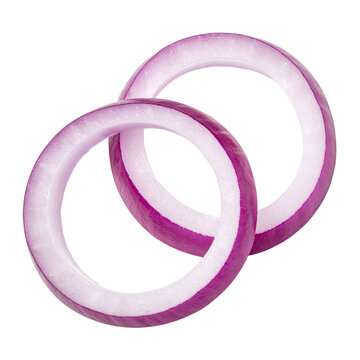 Sliced Red Onion Rings: A pair of vibrant red onion rings, meticulously sliced to reveal their delicate texture, ready to add flavor and color to any dish.