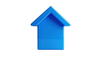 A vibrant, glossy blue arrow pointing upwards against a stark black background